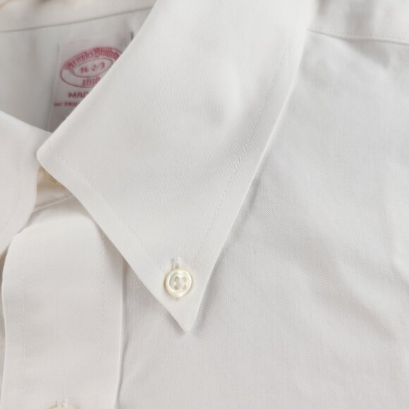 Brooks Brothers White Non-Iron 16 32/33 All Cotton Madison Button-Down Men Shirt - Picture 7 of 16